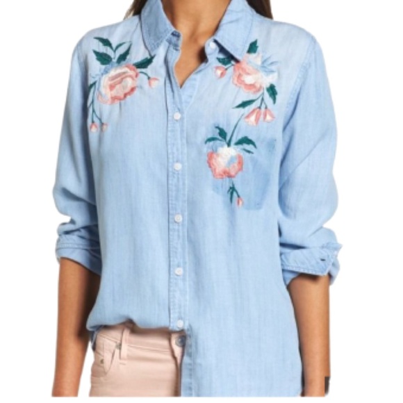 Rails Tops - Rails Chandler Embroidered Chambray Shirt XS